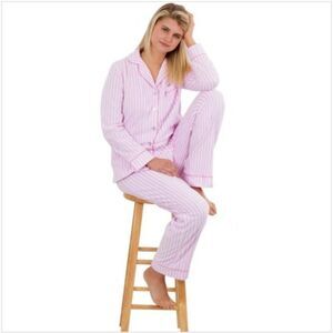 Womens VEAMI So Soft Micro Fleece Pink & White Stripped Size L & XL